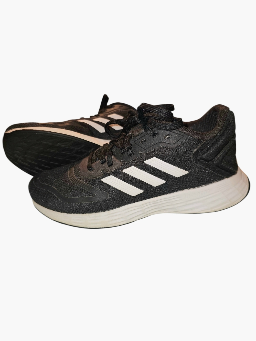 Unisex adidas Duramo SL Kids Sneakers Black White Mesh Running Shoes Sz 2Y